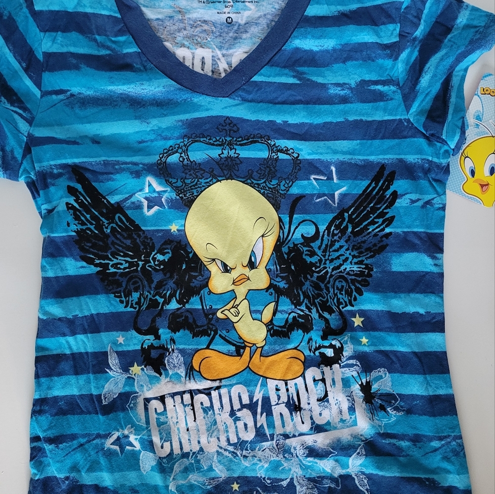 Warner Bros. Blue Striped Tweety Kids T-Shirt